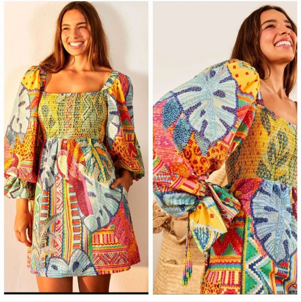 Farm Rio Summer Smocked Minidress